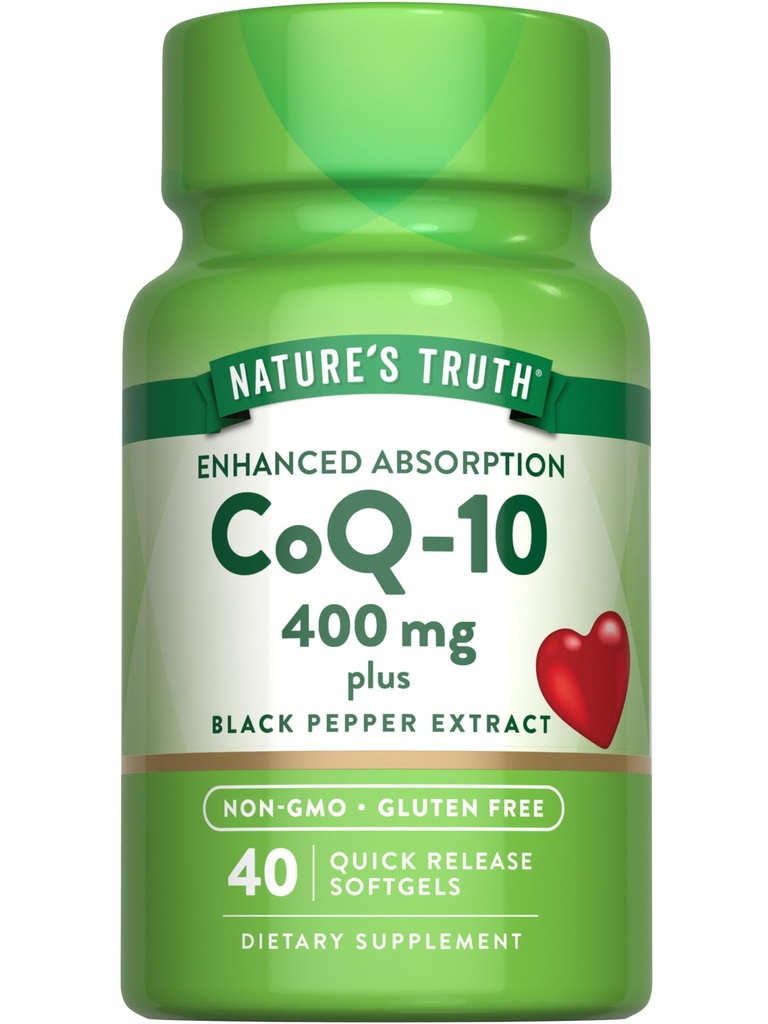 Nature's Truth CoQ10 400mg | Softgels | Maximale Stärke | Hohe Absorption | Nicht-GMO & Gluten kostenlose Ergänzung