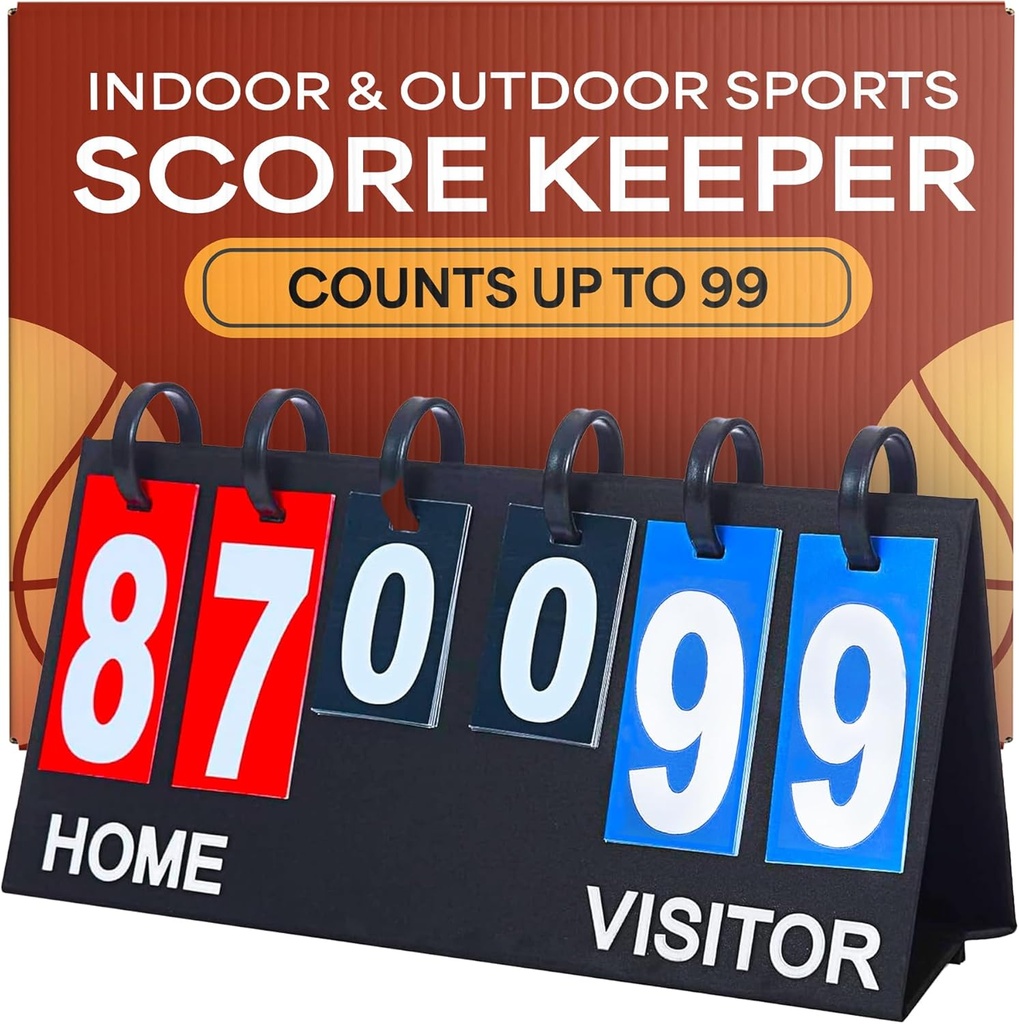 Tableau de bord supérieur / Gardien de score pour les sports d'intérieur et de plein air - Ping Pong/Baseball/Tennis/Basketball Tableau de bord ou Varsity Tableau de bord / Volleyball Scorekeeper - Portable Tableau de bord Flips jusqu'à 99
