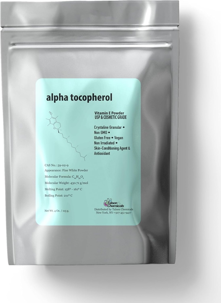 Alpha Tocopheryl Acetate Vitamin E Pulver für Hautpflege DIY Cosmetic Grad 700 IU Acetate Pulver (4 Unze / 113 Gramm)
