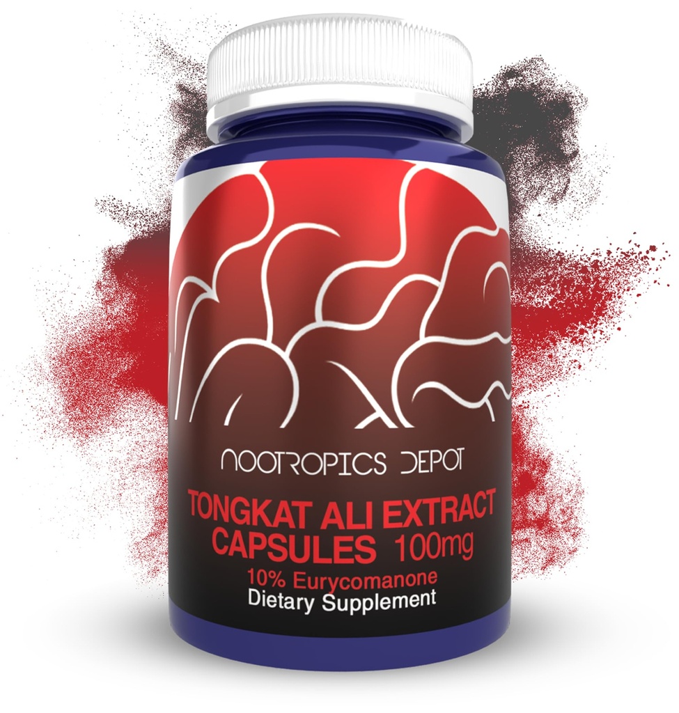 Dépot de Nootropics Tongkat Ali Extrait Capsules de 100mg de 100mg de 60 Compte de 10% Eurycomanone par HPTLC