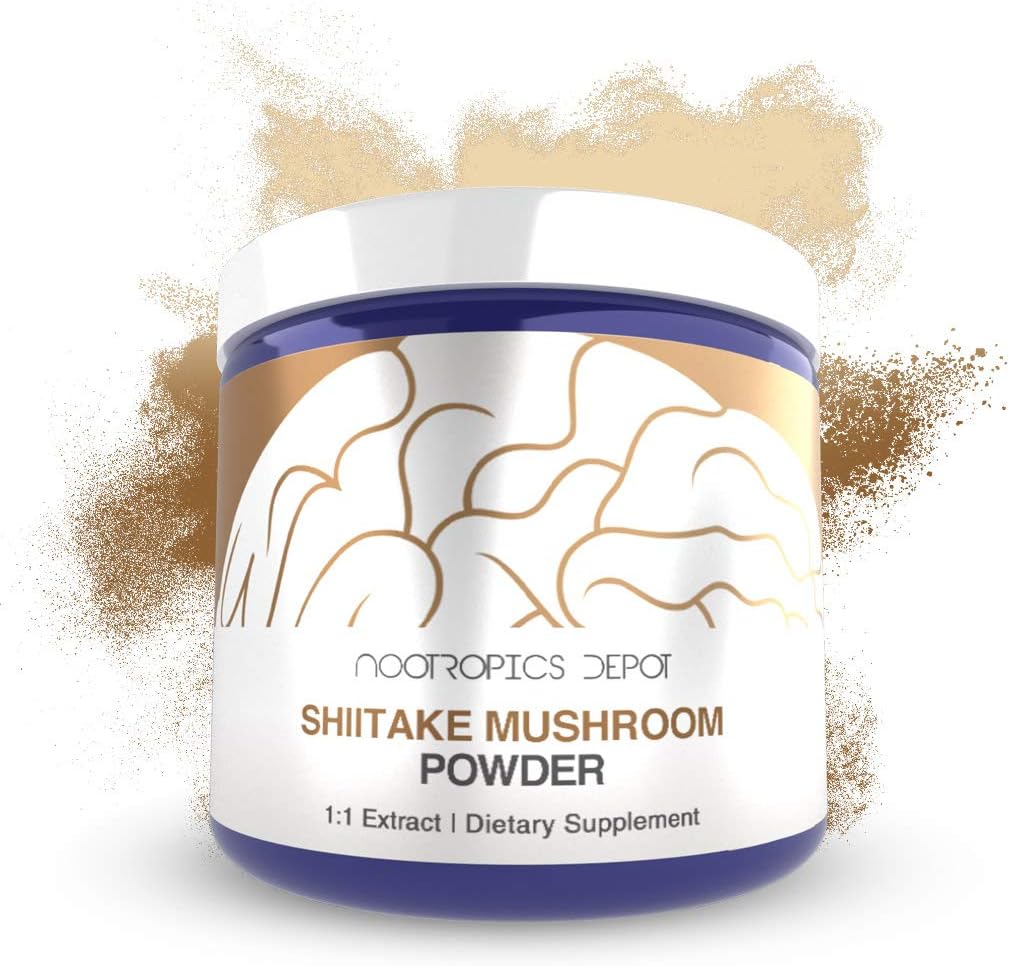 Shiitake Pilzpulver | 60 Gramm | Ganze Fruchtkörperextrakt | Lentinula edodes