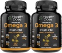 Health Dose Omega 3 Fish Oil – Lemon-Flavored Softgels mit EPA & DHA für Gehirn, Herz und Wellness-Unterstützung – einfach zu verstauen, keine Fish Burps – 120 Softgels, Paket von 2