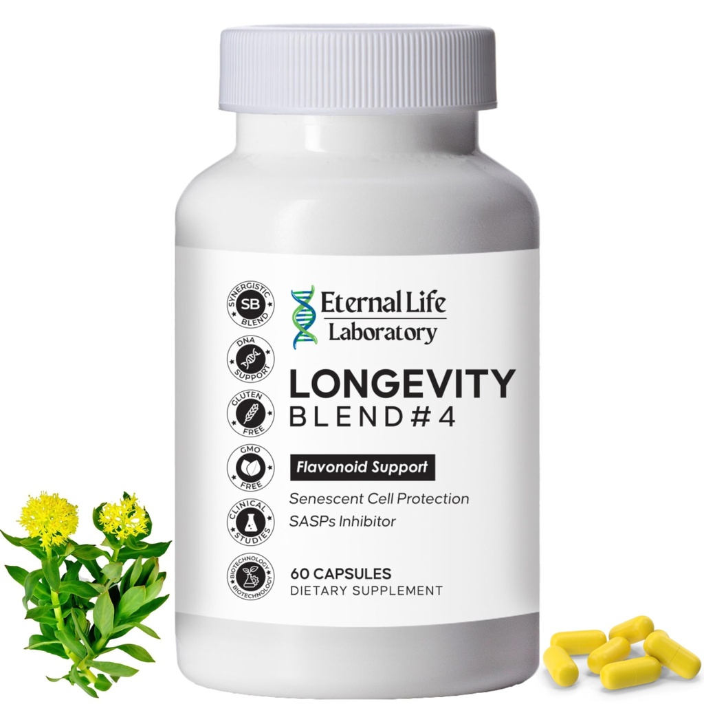 Quercitin, Rhodiola Rosea, Luteolin und Rutin Longevity Blend #4 Anti-Aging-Ergänzung für zelluläre Verteidigung mit Immunität und Energieunterstützung, Antioxidantien