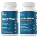 Dr. Tobias Vegan Omega 3 Algae Öl und Ashwagandha Kapseln, unterstützt Resilienz, Immungesundheit und allgemeine Wellness, Non-GMO, Vegan