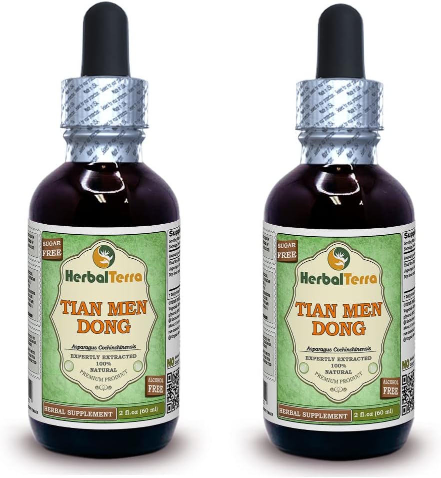 Tian Men Dong, Asparagus (Asparagus Cochinensis) Glycerit, Getrockneter Wurzelpulver Alkoholfreier Flüssigextrakt (Markenname: HerbalTerra, Proudly Made in USA) 2x2 fl.oz (2x60 ml)