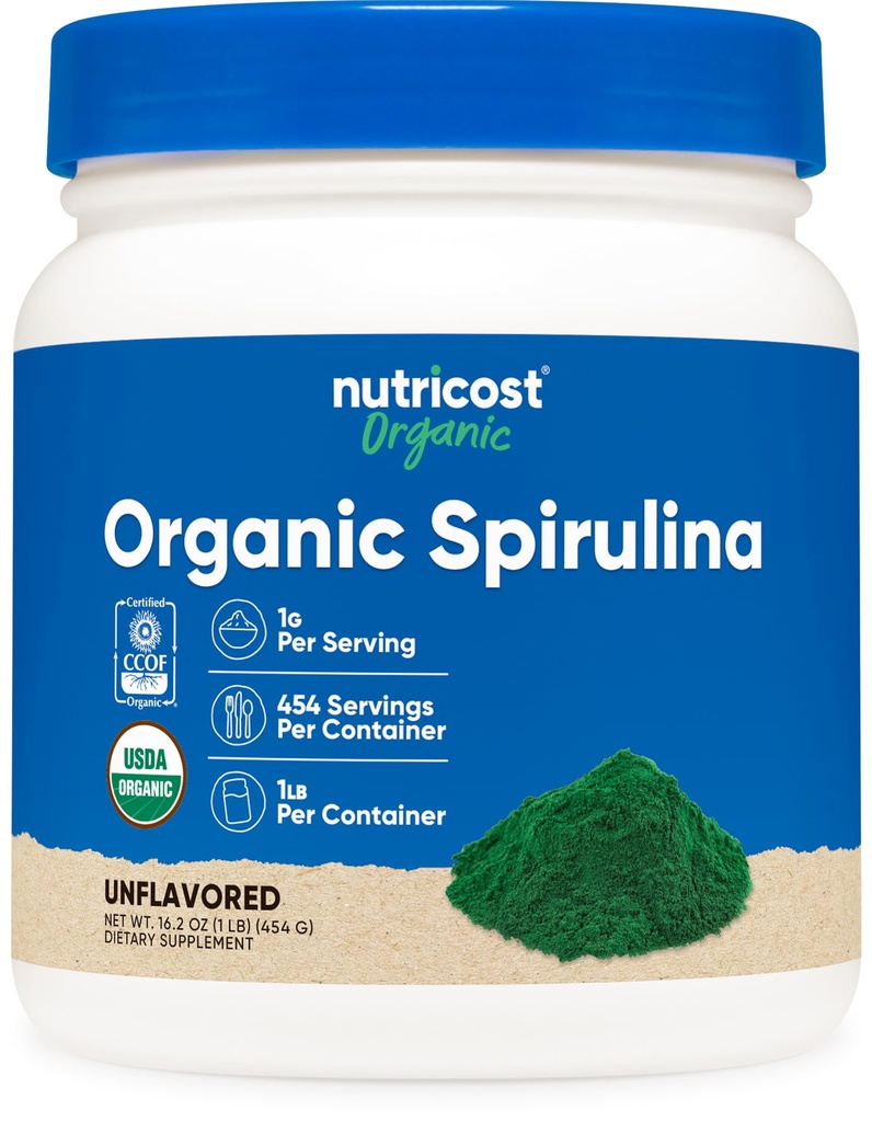 Nutricost Bio Spirulina Pulver 454 Gramm, 1LB - Reine, zertifizierte Bio Spirulina
