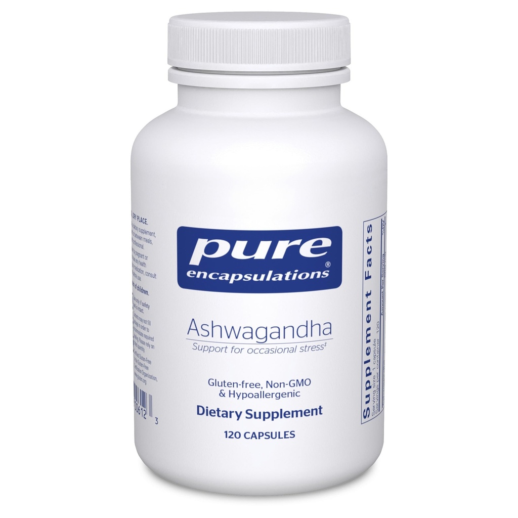 Pure Encapsulations Ashwagandha - 500 mg Ashwagandha Extract - Stoffwechsel & Stress Support - Immununterstützung - GMO Free & Vegan - 120 Kapseln