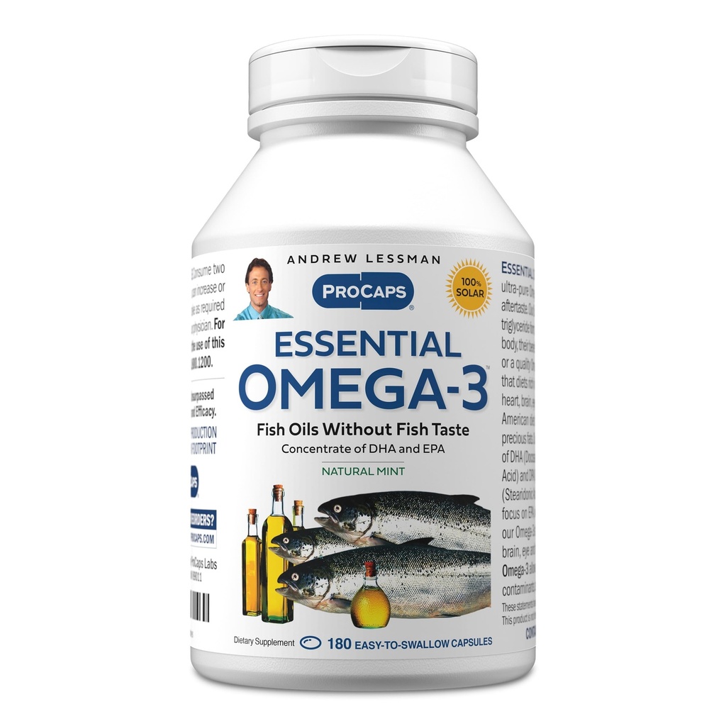 ANDREW MOINSMAN Essential Omega-3 Menthe - 180 Softgels - Ultra-pur, Haute puissance Omega-3 Huiles. Haut DHA, pas de soulèvement de l'estomac, pas de contaminants, pas de mercure. Petits softgels faciles à avaler