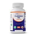 Vitamatic Flaxseed Oil 1200 mg – 120 Softgels kaltgepresstes Flaxseed-Öl mit 675 mg ALA Omega-3 – Unterstützt Herzgesundheit & Gesamt Wellness