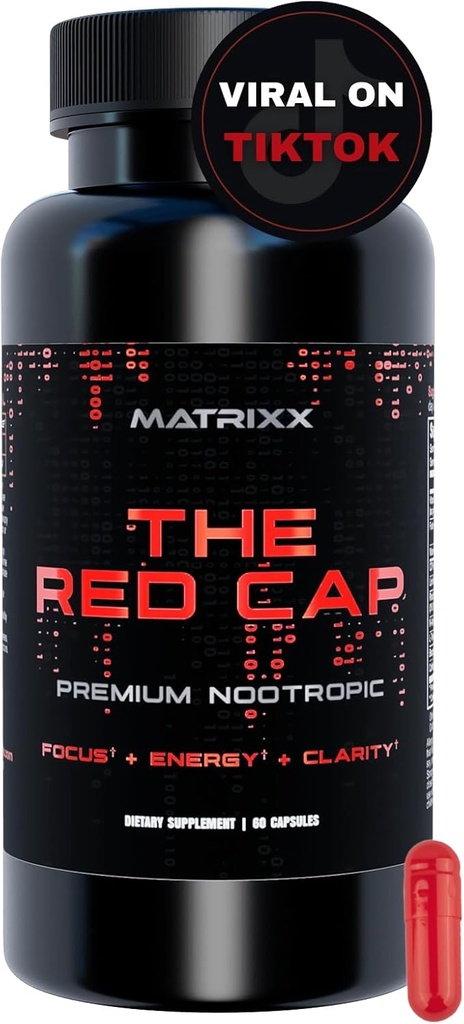 Matrixx Die Red Cap 10-in-1 Nootropic Formel | Natürlicher Fokus, Energie, Klarheit und Produktivität Ergänzung | Rhodiola, L-Theanin, Citicoline, Lions Mane Limitless Brain Booster Supplement Kapseln