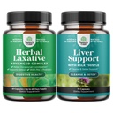 Bundle von pflanzlichen Laxative Kapseln mit Probiotika und Leberreiniger Detox & Repair Formel - natürliches Colon Detox Verdauungsunterstützungssystem - Kräuter Leber Unterstützung Ergänzung mit Milchdistel