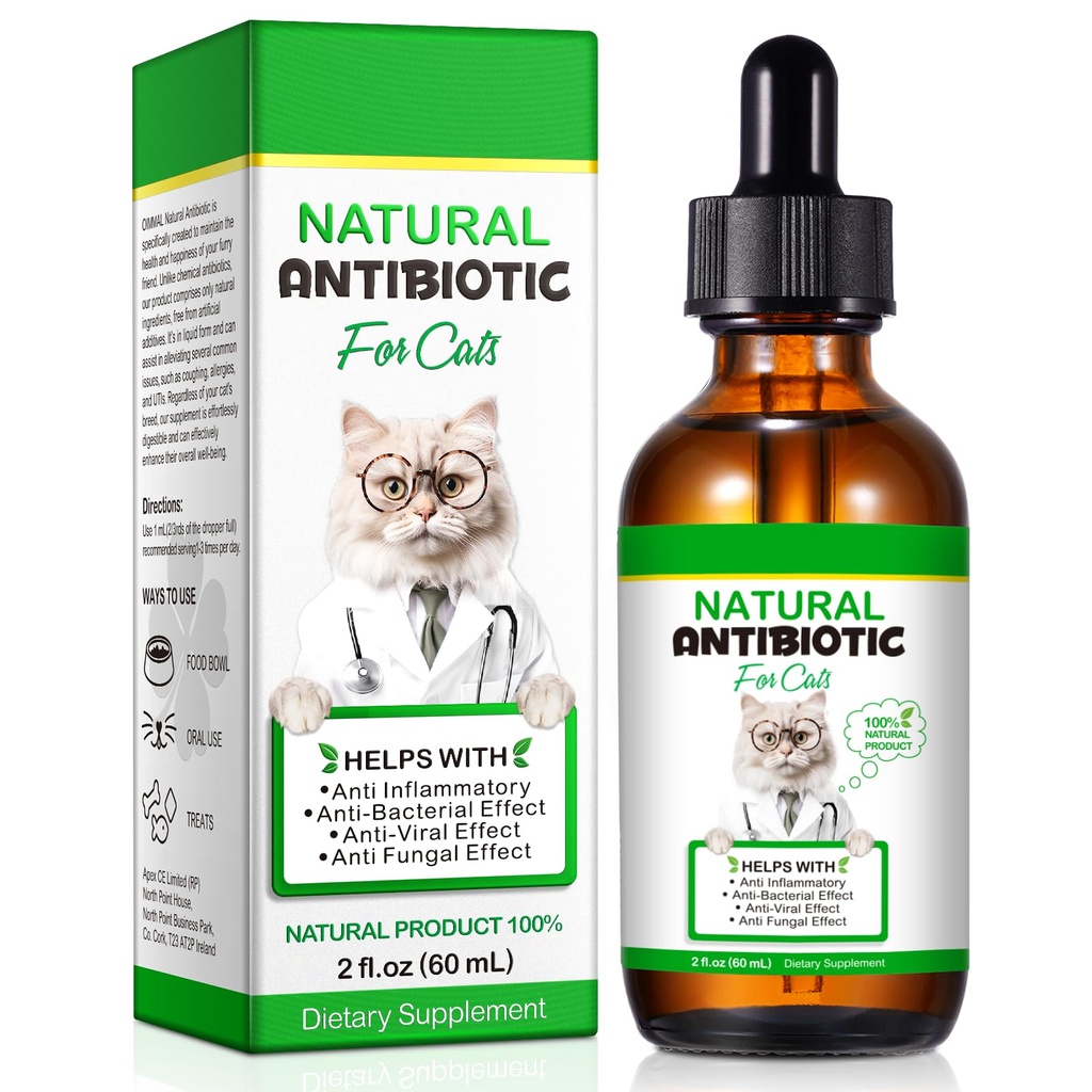 Antibiotiques de chat, Antibiotiques pour chats, Antibiotiques naturels de chat Multivitamine suppléments à base de plantes 60ml