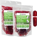 XPRS Nutra Vegan Größe 00 Getrennte Kapseln - 100 Count Premium Leer Kapseln Getrennt in Taschen - 00 Pillen Leer für DIY Ergänzung Füllung (Clear Red)