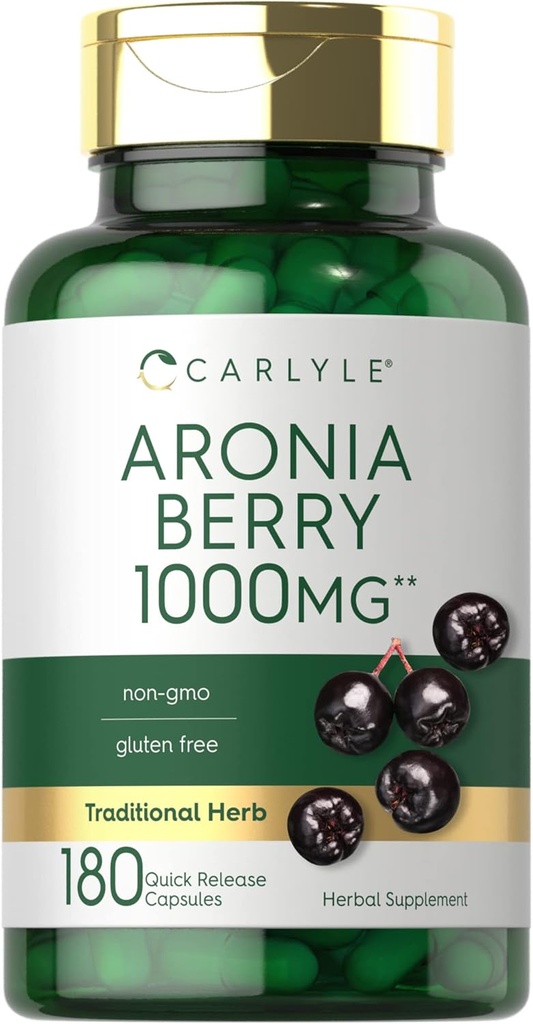 Carlyle Aronia Berry Kapseln 1000mg | 180 Pillen | Chokeberry Extrakt | Non-GMO & Gluten kostenlose Ergänzung