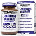 Benevolent L Carnitine Supplement - Hohe Potenz 1500mg L-Carnitin Tartrate - Schnelles Absorbieren, Fett in Energie umwandeln, Lean Muscle unterstützen, Workout Performance & Stoffwechsel steigern – 120 Vegan Kapseln