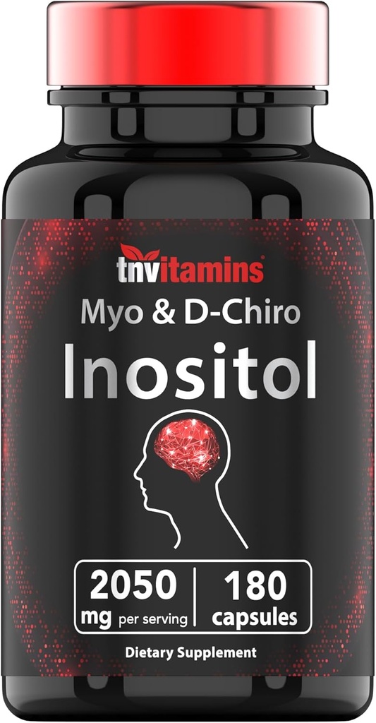 tnvitamine Inositol: 2.050mg - 180 Kapseln | Inositol Pulver Kapseln für Frauen & Männer | 40:1 Verhältnis von Myo-Inositol zu D-Chiro Inositol | Hergestellt in den USA!