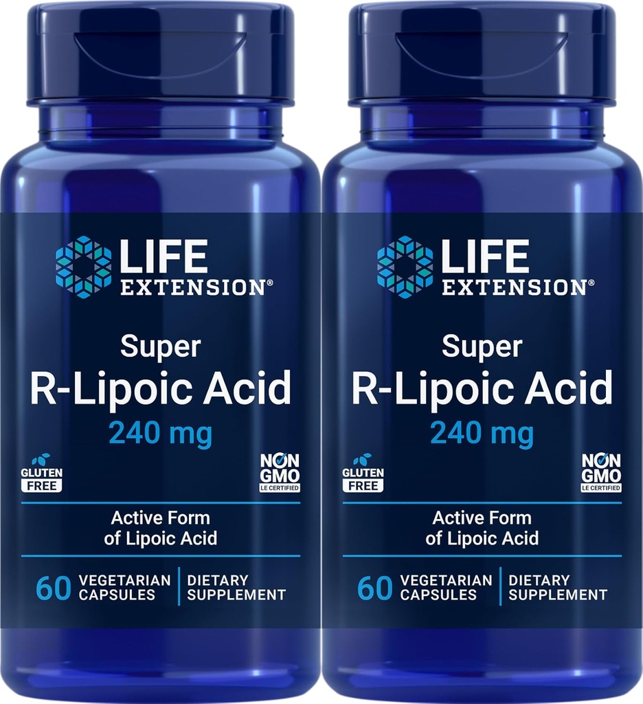 Life Extension Super R-Lipoic Acid 240 mg, 60 vegetarische Kapseln (Pack von 2)
