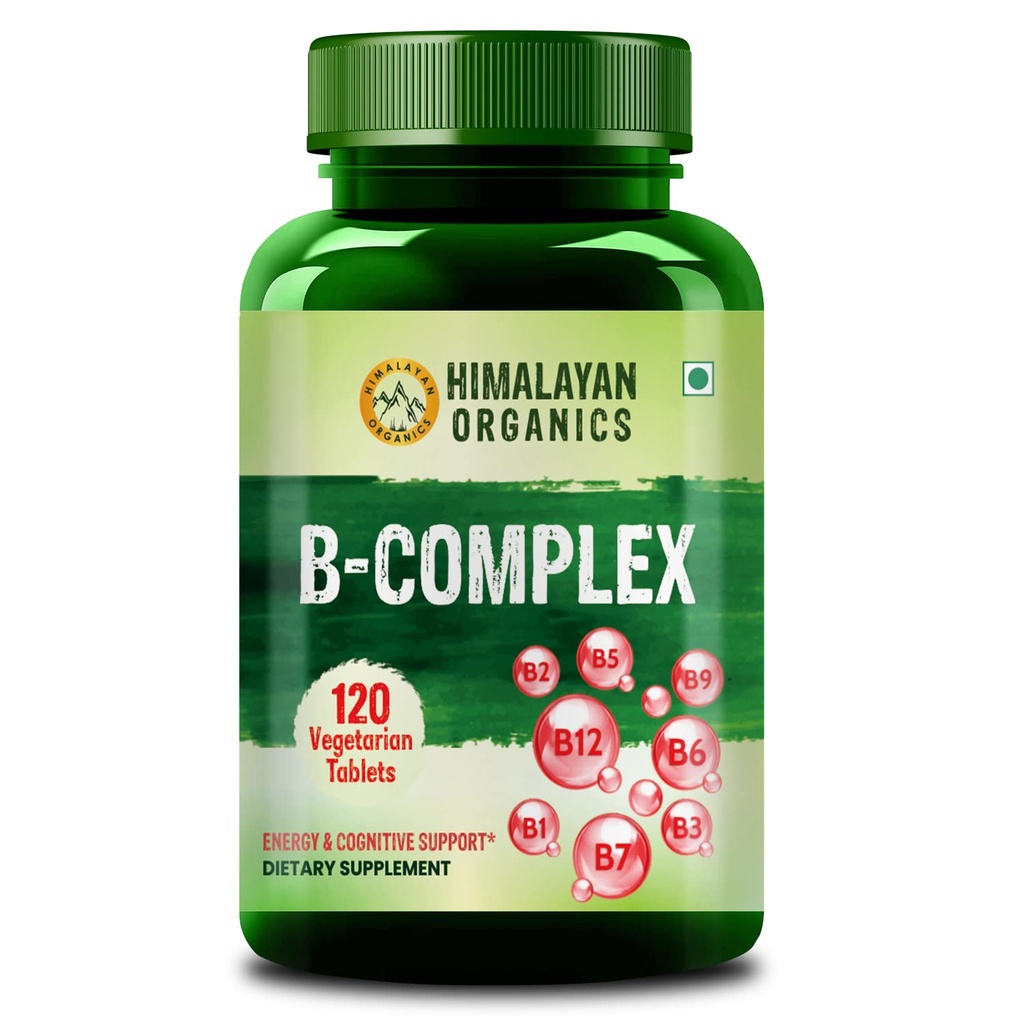 Himalayan Bios Vitamin B Complex mit 100% RDA B1, B2, B3, B5, B6, B9 & B12 | 120 Veg Tabletten