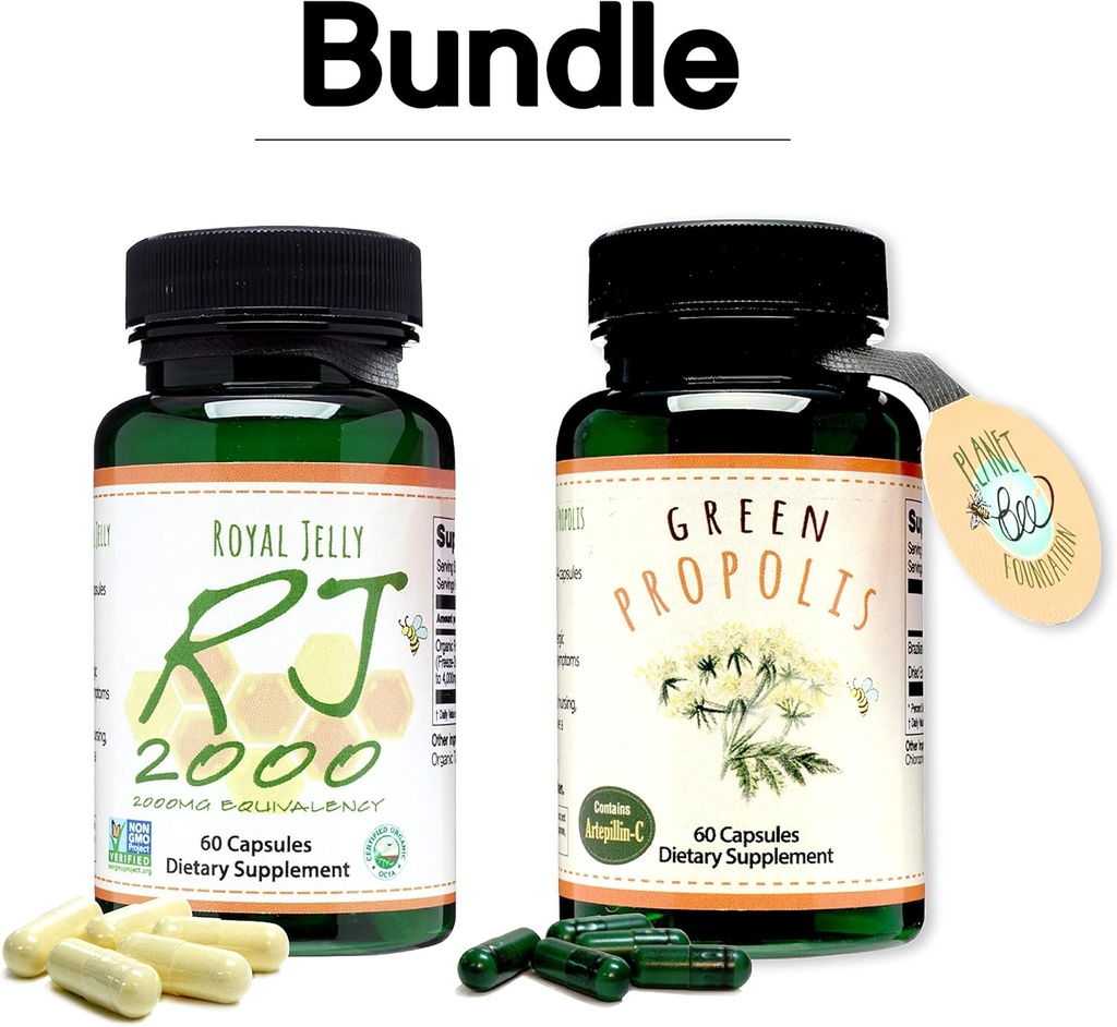 Greenbow Royal Jelly 2000mg Equivalency – Non GMO Made with Organic Royal Jelly 60 caps Green Propolis – Genuine Brazilian Green Propolis, Enthält Artepillin C 60 caps