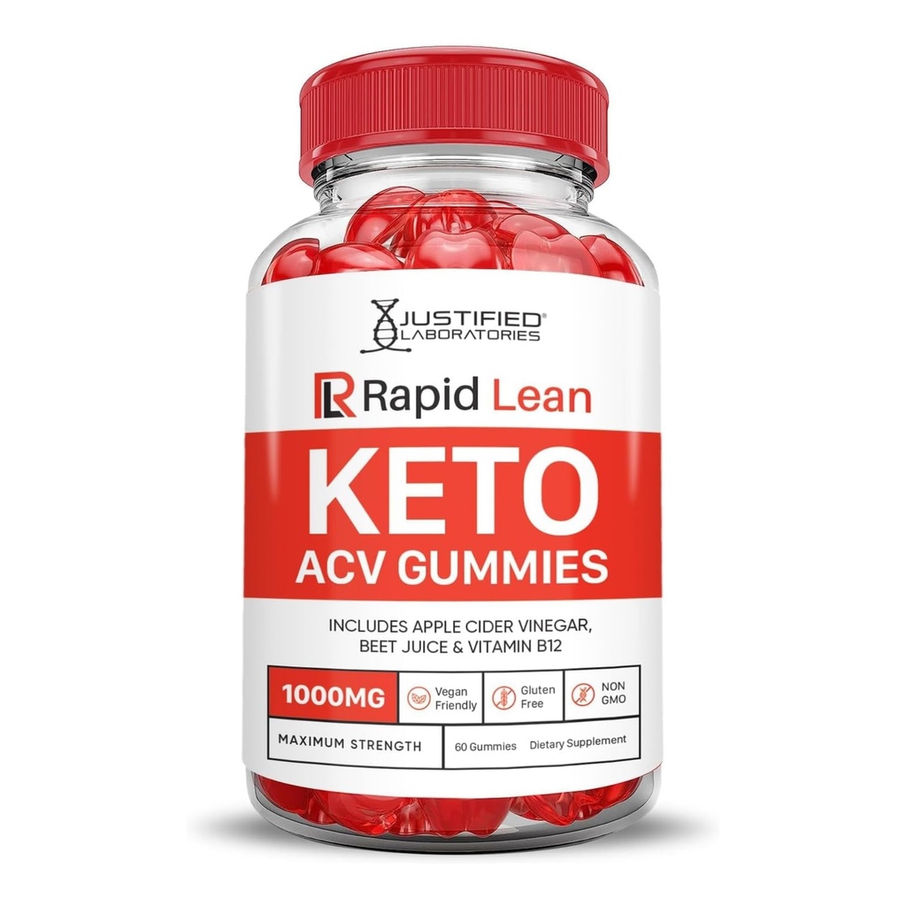 Justified Laboratories Rapid Lean Keto ACV Gummis Advanced Formula 1000MG Rapid Lean Keto Gummies Apfelessig mit Granatapfelfettpulver geformt B12 Vegan Non GMO 60 Gummys