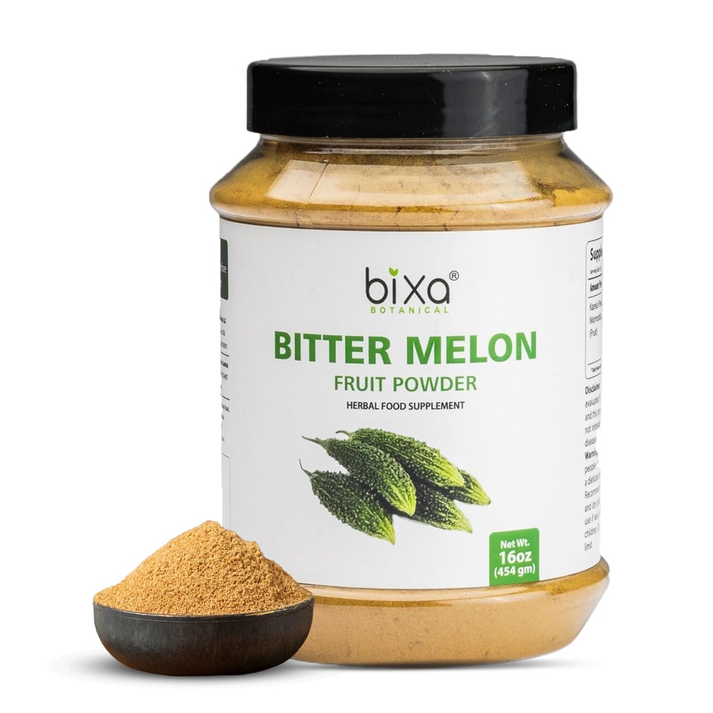 Bixa Bitter Botanical Melon Powder (en poudre) Ayurvédique aide à améliorer la fonction hépatique (en supplément à base de plantes pour la peau et l'estomac) -1 Livre (16 Oz/ 454 GRM)