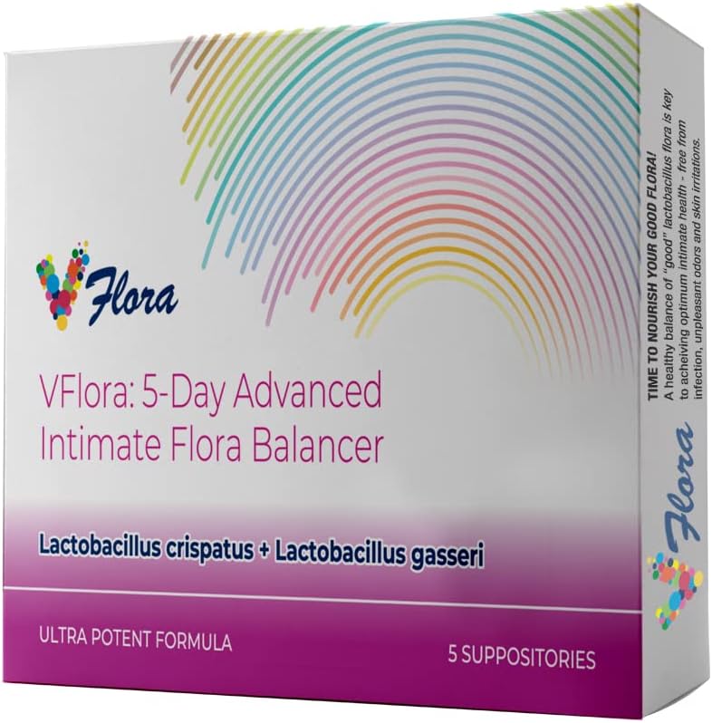 VagiBiom 5-Day Vflora (Lactobacillus crispatus + L. gasseri) zu Balance Intimate Flora. Nourish and Nurture Good Flora for Skin Health. Ultra Potent 100% natürliches Vegan (5 Suppositorien)