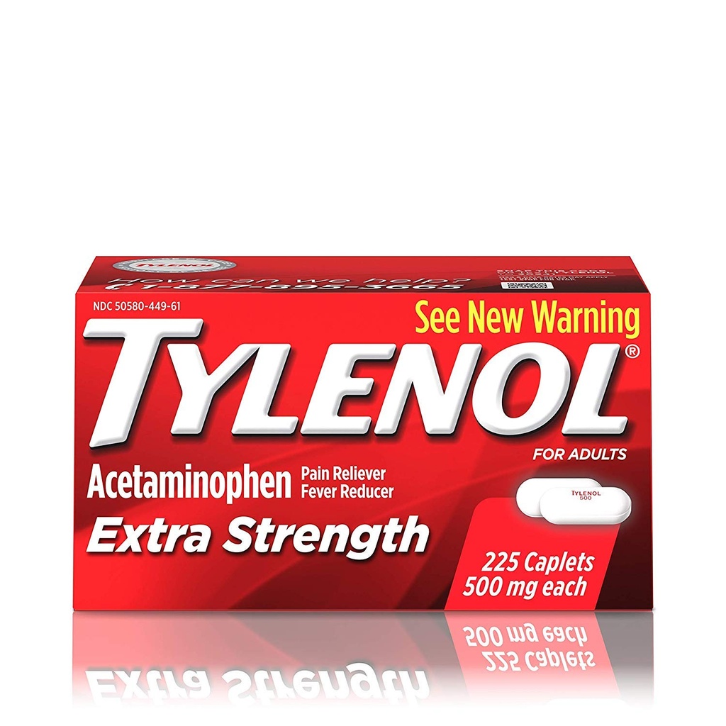 Tylenol Caplets de force extra avec 500 mg d'acétaminophène, analgésique et réducteur de fièvre, 225 ct