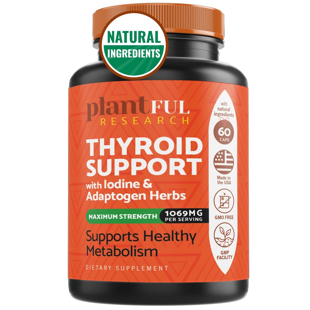 Schilddrüsen-Unterstützung für Frauen und Iodine Ergänzung ǀ Verbesserte Absorptions-Thyroid-Komplex für Energie, Stoffwechsel, Fokus-Formel, Entspannung mit Ashwagandha, L-Tyrosine und Adaptogene Non-GMO