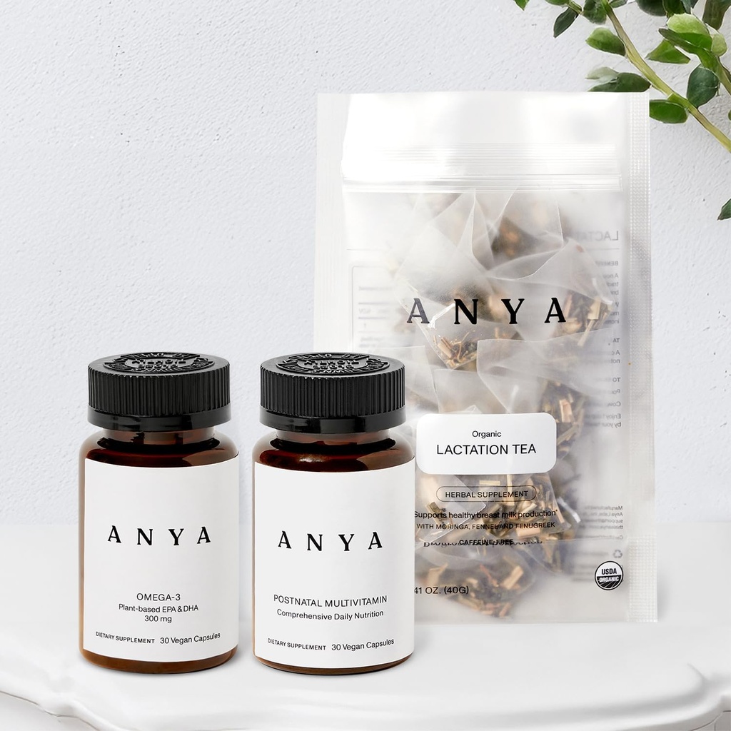 ANYA Multivitamin + Lactation Tea Bundle Postpartum Essentials für Frauen, Postnatal Ergänzungen für Stillen