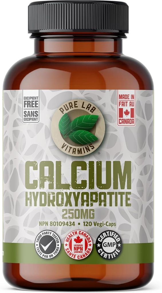 Calcium Hydroxyapatite 250 mg - 120 Vegan Kapseln von Pure Lab Vitamins - Calcium Hydroxyapatite ist ein organisch-Bound-Komplex von Was ist natürlich Teil der Knochenmatrix Made in Canada