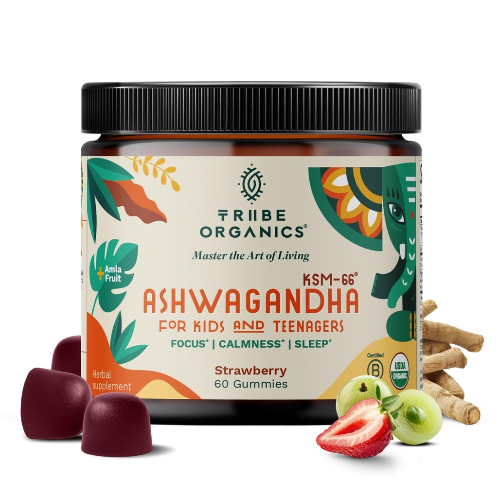 Ashwagandha KSM-66 Gummie für Kinder & Jugendliche - Pure Organic Root Extract Ayurvedic Supplement Gummy - Fokus-Mood-Unterstützung Erhöhung der Energiestärke 600mg von Natural KSM66 für höchste Absorption