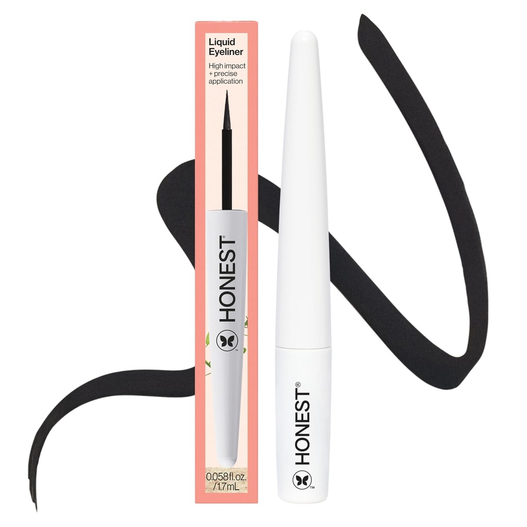 Ehrliche Schönheit Langlebige flüssige Eyeliner | Smudge + Flake Proof, Präzise Anwendung  Hypo Allergiker, Vegan, + Cruelty Free | Schwarz, 0.58 fl oz