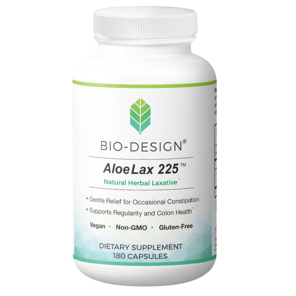 Aloe Lax 225 Natural Herbal Laxative - Sanftes Relief für kirchliche Verstopfung, Gas, & Bloating mit 225mg Natural Aloe Ferox - unterstützt Bowel Regularity & Colon Health - 180 Kapseln
