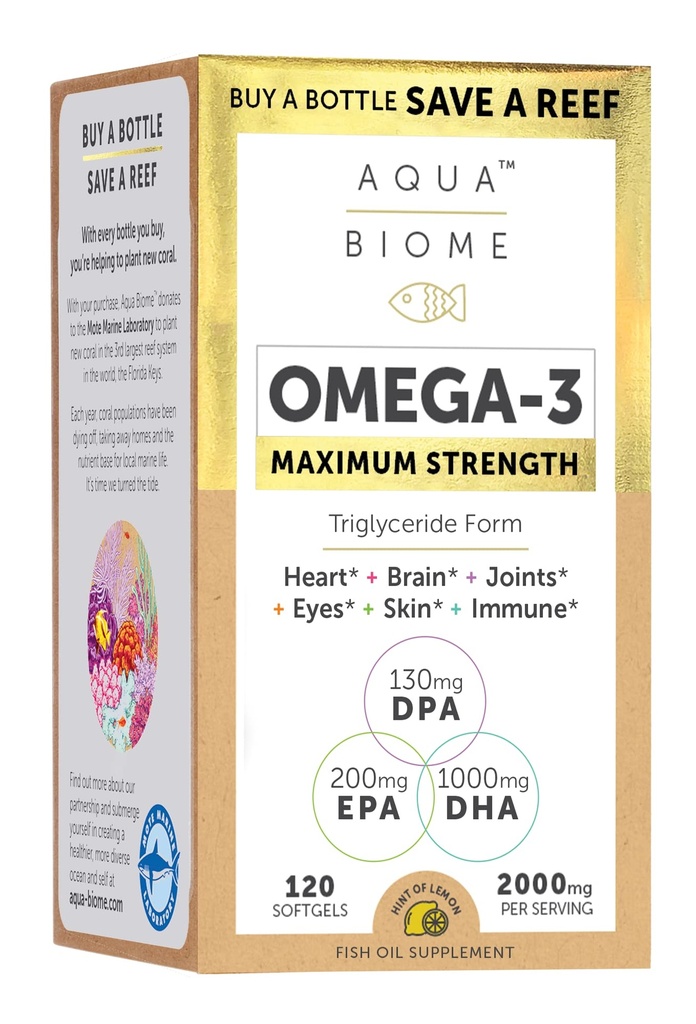 Enzymedica Aqua Biome Fischöl, maximale Stärke, 120 Zähler