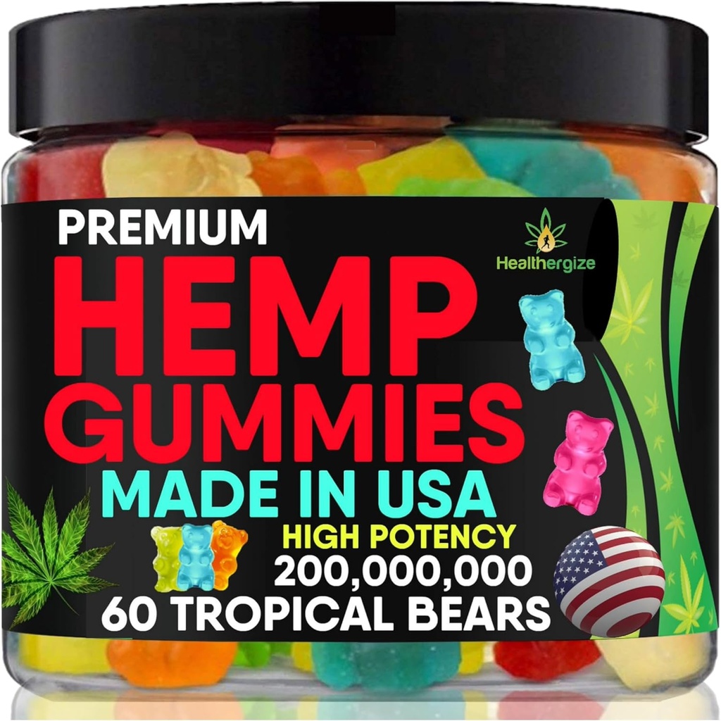 Hanfgummis für Nacht, Gummy Bear Edibles, Erholung und Relax,Sleep Support, High Potency Omega Oil für Nap-Made in USA