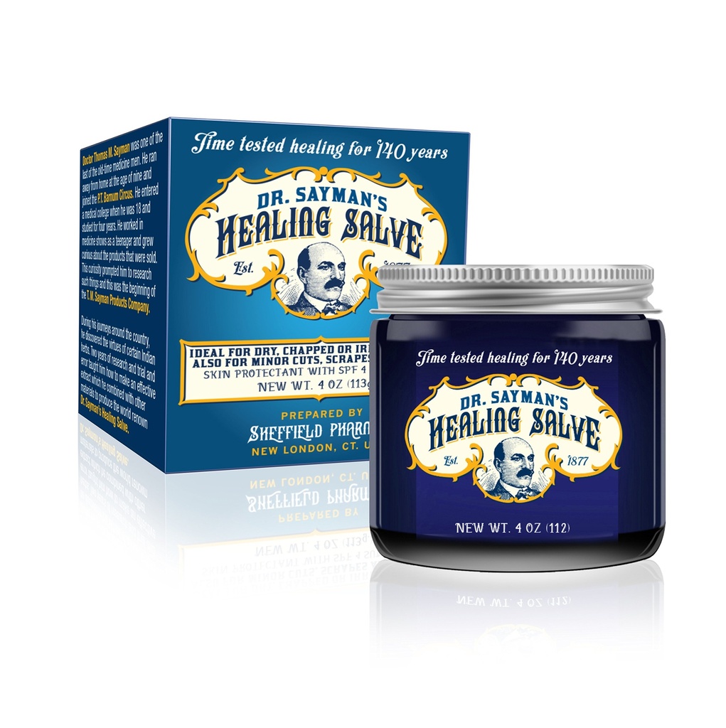 Dr. Sayman's Heilssalz – Die Original Hautpflege Salbe und Schutzmittel/Great für juckende, trockene und empfindliche Haut/Treats Gecrackte Füße, Rough Heels und gekappte Lippen (4oz.)