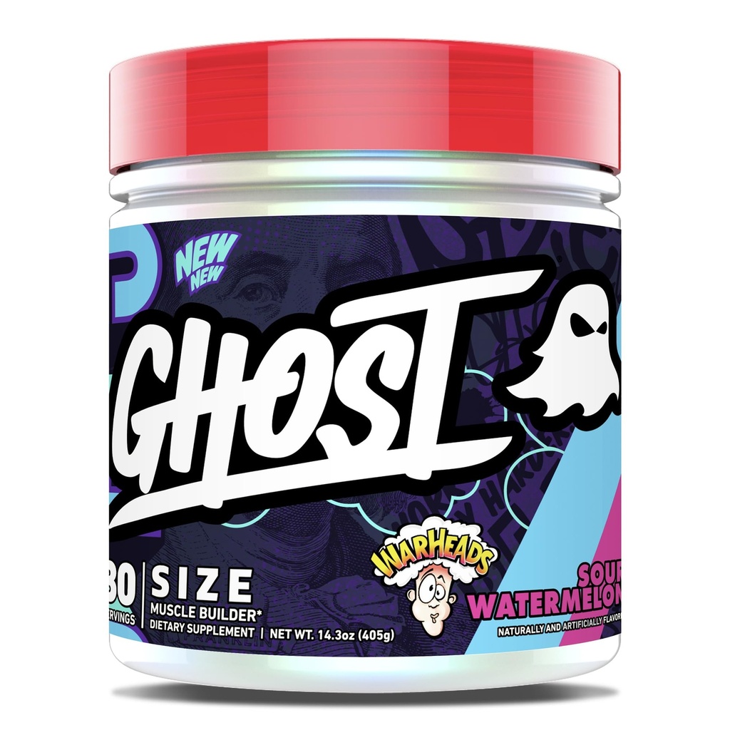 GHOST Größe V3 Muskelaufbau Nahrungsergänzung - Warheads Sour Watermelon, 30 Servierungen – Unterstützung Muskelwachstum & Stärke Gebäude für Männer & Frauen - Kreatin & Betaine - frei von Zucker & Gluten