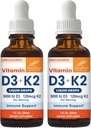 Sandhu's Vitamin D3 K2 Tropfen für Erwachsene | 5000 IU D3 Flüssigkeit, 120mcg K2 Beilage 1 Fl Oz (Pack von 2) | D3K2 unterstützt Überlegene Absorption, Energie, Immune, Muskelgesundheit für Männer und Frauen