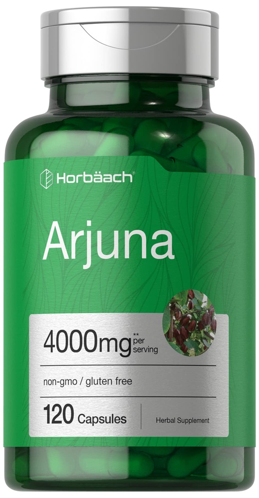 Horbaach Arjuna Kapseln 4000mg | 120 Count | Non-GMO, Gluten Free | von Arjuna Bark Kräuterextrakt