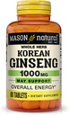 MASON NATURAL Korean Ginseng 1.000 mg, unterstützt Energie, Ausdauer & Vitalität, 60 Tabletten