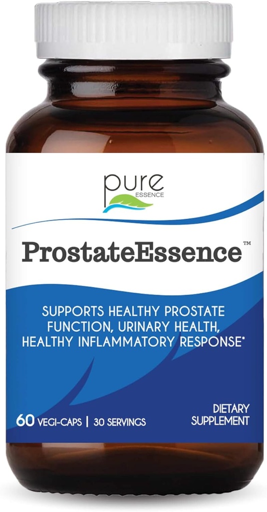 Pure Essence Labs Prostata Essence w/Vitamin D3, Selen, Zink-Ergänzungen und mehr - Mens Vitamine und Kräuter-Ergänzung für Prostata Gesundheit w/Beta Sitosterol - 60 Caps für Männer