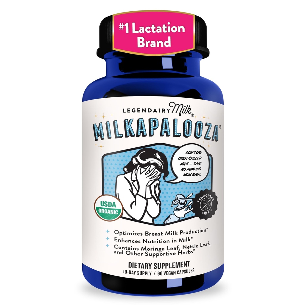 Legendairy Milkapalooza Supplément d'allaitement pour les mamans allaitantes, augmenter l'approvisionnement en lait maternel avec Moringa biologique, Fenouil, Bouilloire et Shatavari, Vegan Postpartum Essentials Fenugreek-Free 60ct
