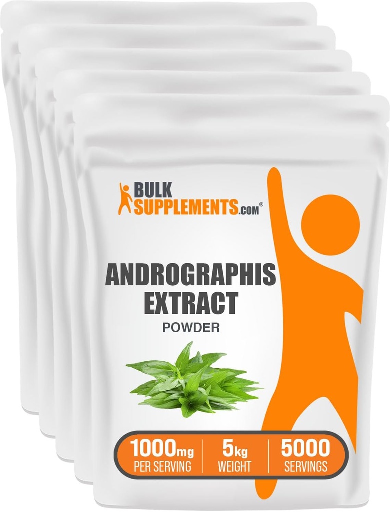 BulkSupplements.com Andrographis Extract Powder - Andrographis Paniculata, Kräuterergänzung, Andrographis Powder - Glutenfrei, 1000mg pro Servierung, 5kg (11 lbs)