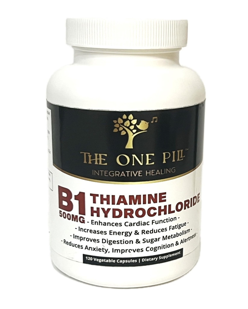 Vitamin B1 Thiamine Hydrochlorid, Thiamine Hcl, 500mg-120 Kapseln, Vegan,Non GMO,Keine künstlichen Füllstoffe oder Stearate Additive.