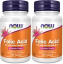 JETZT Ergänzungen, Folsäure 800 mcg + B-12 (Cyanocobalamin) 25 mcg, B Complex Vitamin, 250 Tabletten (Pack von 2)