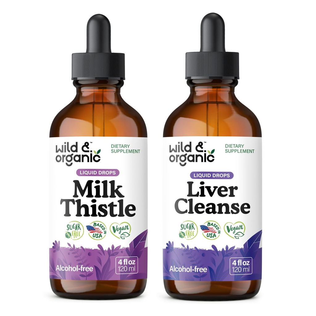 Wild & Organic Milk Thistle Tinkture 4 fl oz & Liver Cleanse Tinktur 4 fl oz