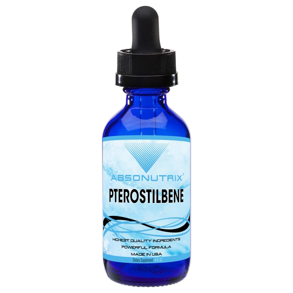 Absonutrix Pterostilbene 300 mg, 4 Fl Oz Flüssigkeitstropfen, 200 Potent Servings, hohe Bioverfügbarkeit, Third-Party Tested, schnelle Absorption, GMP-zertifiziert, Non-GMO, Cruelty-Free Products, Made in USA