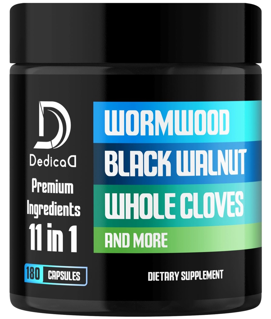 11in1 Wormwood Capsules - 180 Kapseln aus schwarzem Walnuss, Gewürznelken, Ingwer, Turmeric, Apple, Berberin HCI & More - Unterstützung Immunsystem für 3 Monate