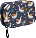 Fustylead niedliche Gänse Fliegen mit Sternen Planeten Raketen Reise Pille Organizer Tasche mit Reißverschluss kleine Pille Box 7 Tage Pille Fall für Geldbeutel Lagerung Wöchentliche Vitamin Medizin Ergänzung