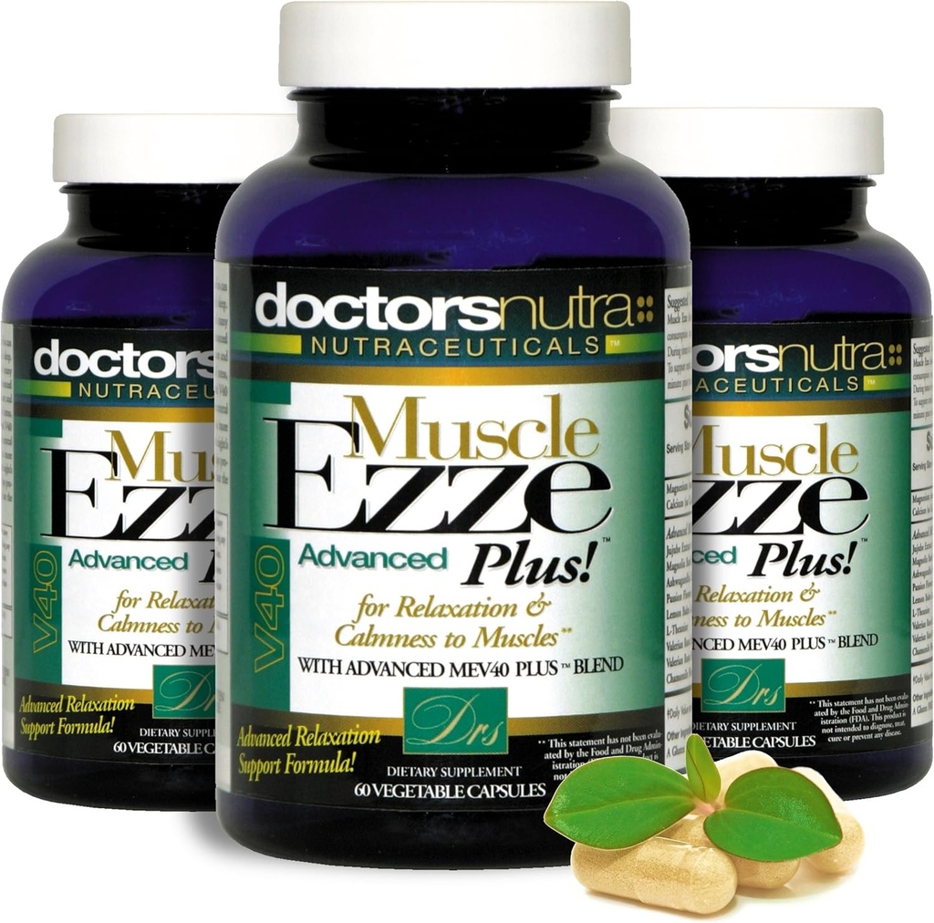 Pack de 3 Gélules Relaxants Naturels Ezze Plus Avancé Jour-temps de nuit 24-7 Capsules de force maximale.
